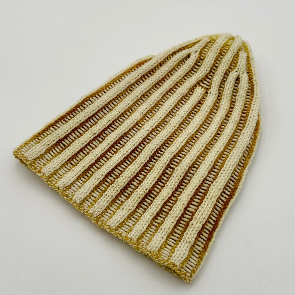 Gold Cream Reversible Ribbed Brioche Beanie